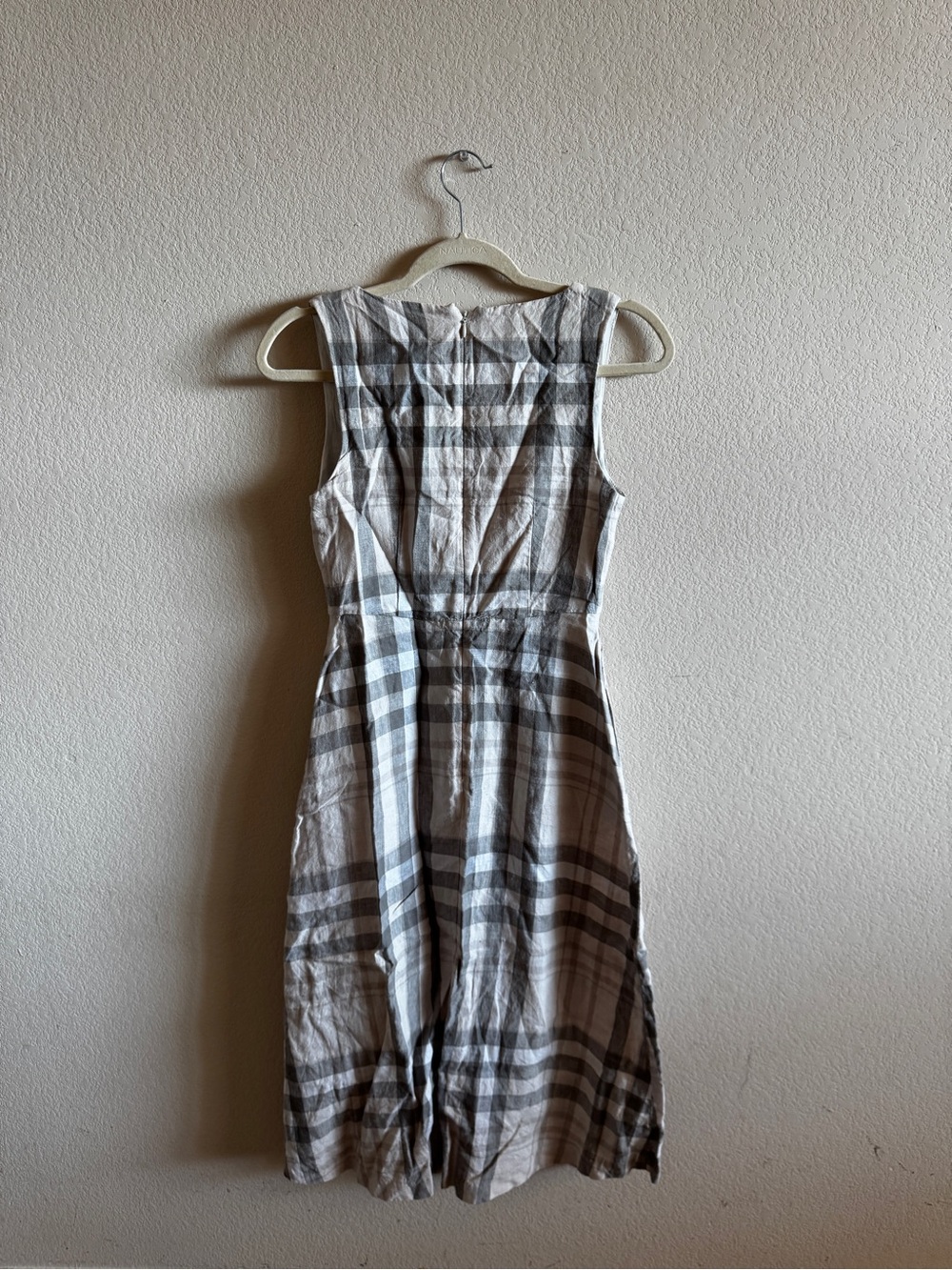 Mango Sleeveless Plaid Midi Dress in Gray and White